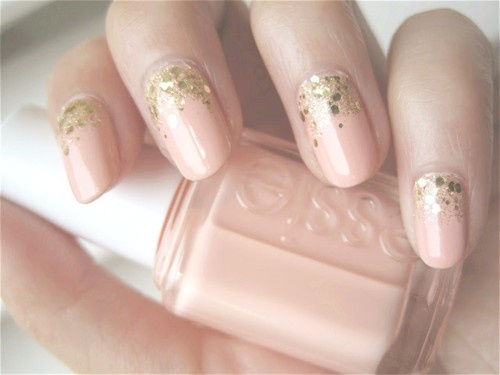 1. Nude and Gold Ombre Nails - wide 8