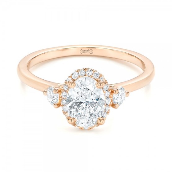 Custom Rose Gold and Diamond Halo Engagement Ring