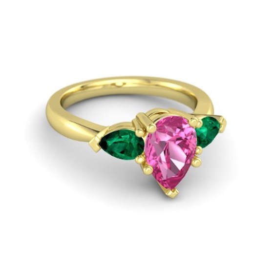 pear-pink-sapphire-14k-yellow-gold-ring-with-emerald