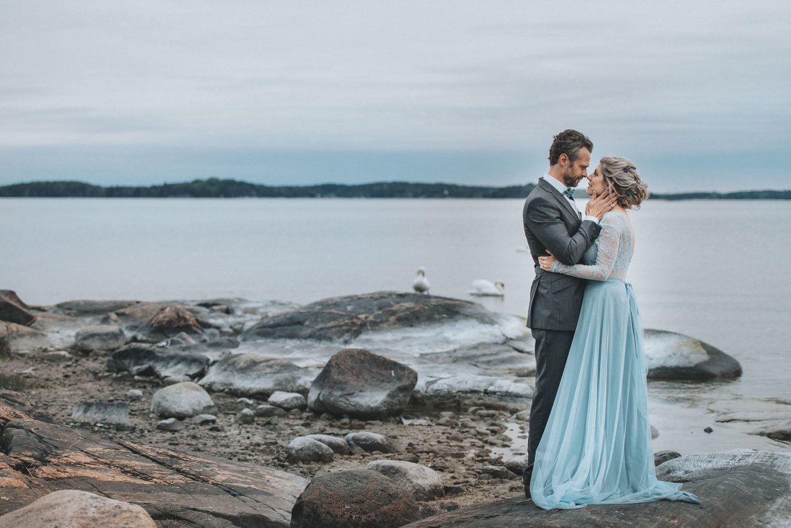Stormy Scandinavian Wedding Inspiration Featuring a Dramatic Blue Gown | Snowflake Photo 10