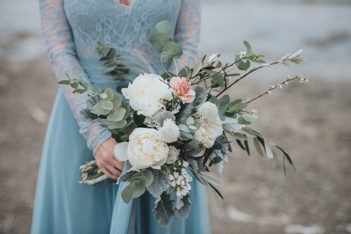 Stormy Scandinavian Wedding Inspiration Featuring a Dramatic Blue Gown | Snowflake Photo 4