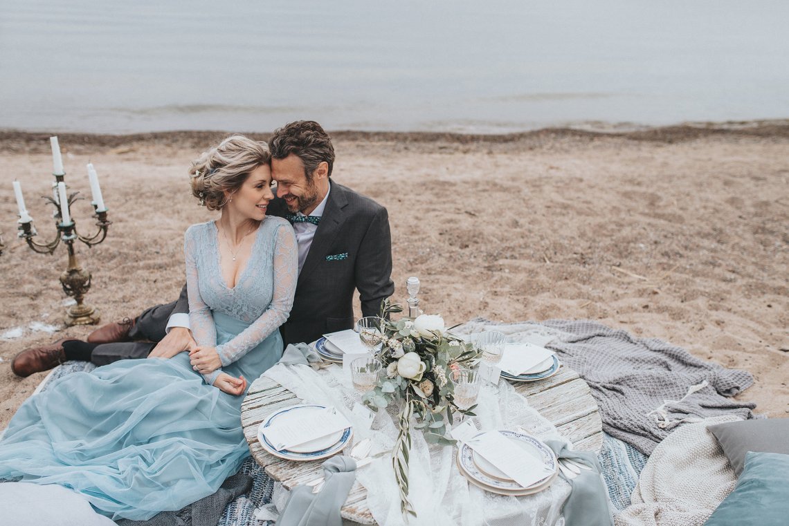 Stormy Scandinavian Wedding Inspiration Featuring a Dramatic Blue Gown | Snowflake Photo 51
