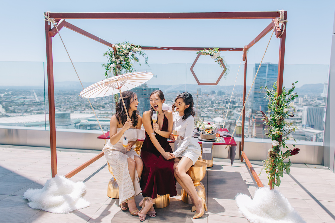 Modern Japanese Inspired Rooftop Wedding Inspiration (With Sushi & Uni, Yum!) | CCL Events | Christine Farah Photography 51