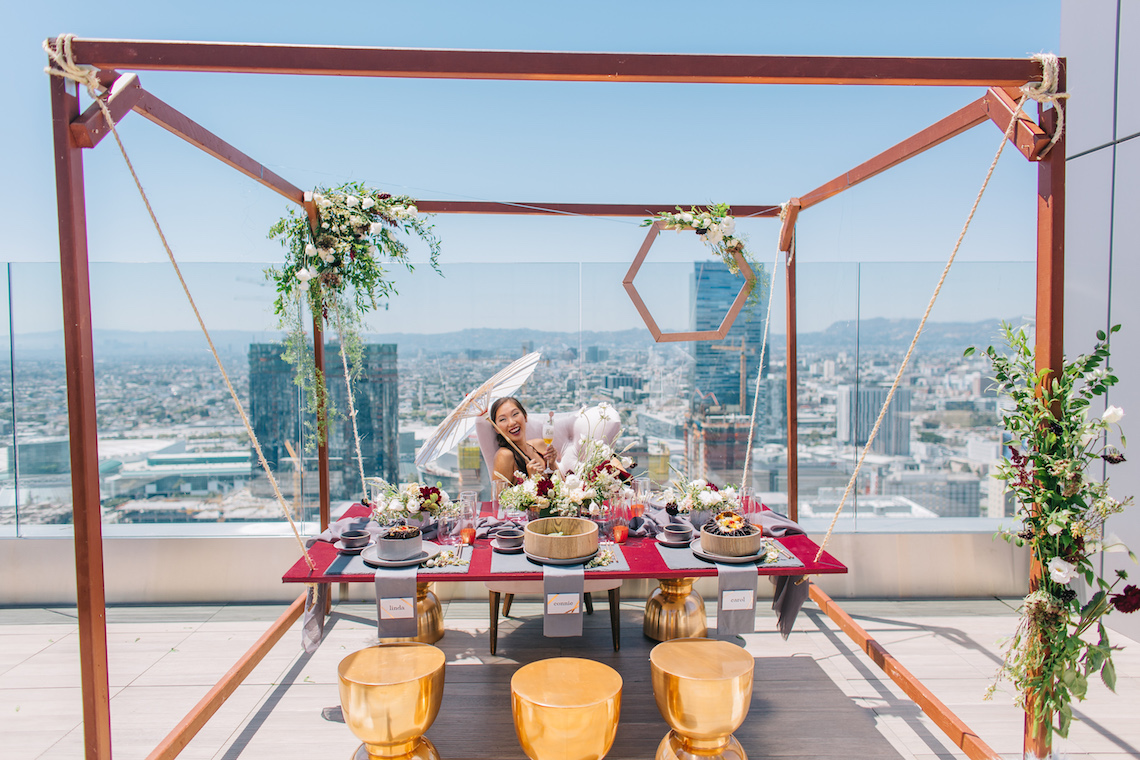 Modern Japanese Inspired Rooftop Wedding Inspiration (With Sushi & Uni, Yum!) | CCL Events | Christine Farah Photography 52