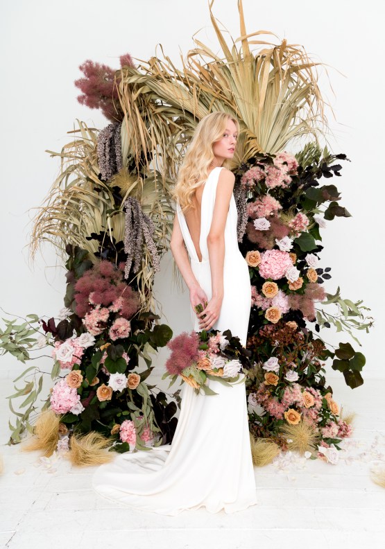 Modern Silk Gowns & Floral Wall Inspiration For The Hip Bride | Anastasia Fua elliftheartist 17