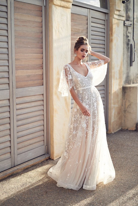The Romantic & Sparkling Anna Campbell Wanderlust Wedding Dress Collection | Amelie Dress (Draped Sleeve)-2