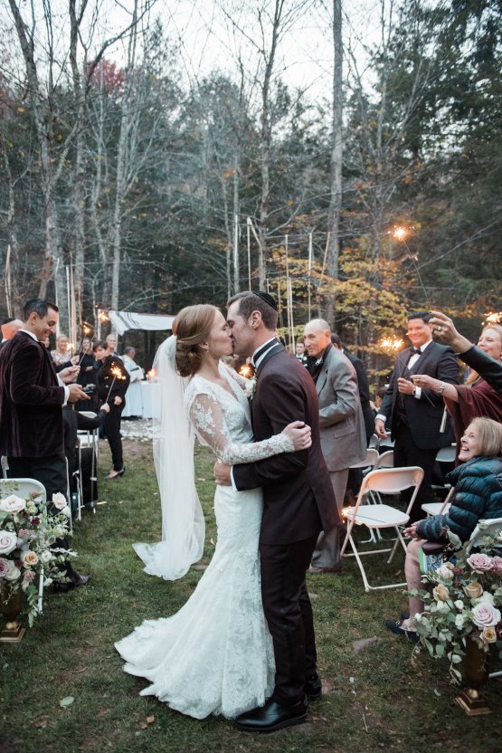 Warm Fall Catskills Wedding With Ceremony Sparklers – Christina Lilly Photography – Buds of Brooklyn 51