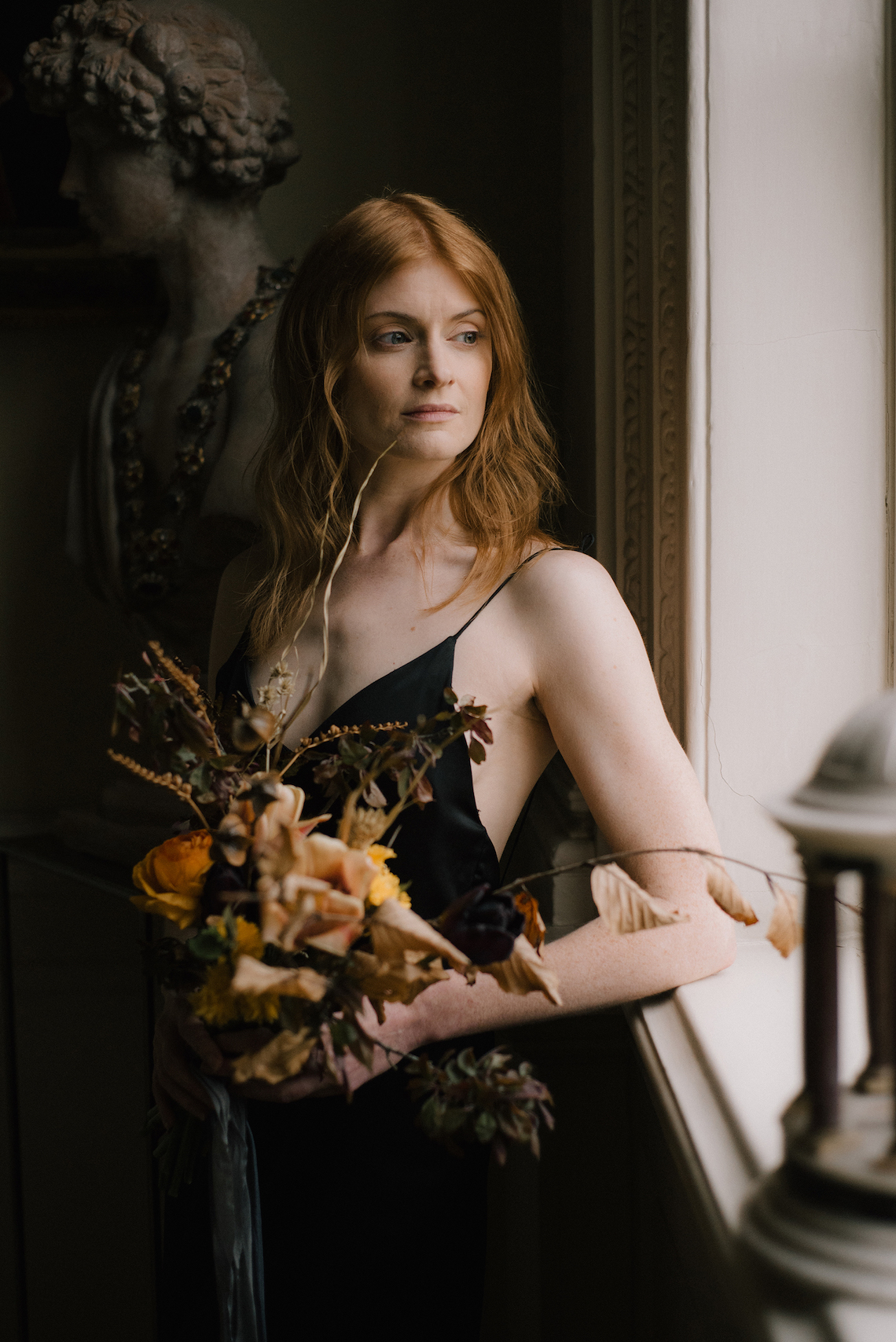 Dramatic Bridesmaid Inspiration With Fall Florals and A Black Jumpsuit – Georgina Harrison Photography 11