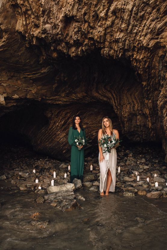 Romantic Same Sex Beach Elopement Inspiration in Earth Tones – Kalon Weddings Photography – Chloe Nicole Weddings 31