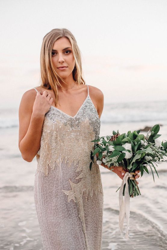 Romantic Same Sex Beach Elopement Inspiration in Earth Tones – Kalon Weddings Photography – Chloe Nicole Weddings 46