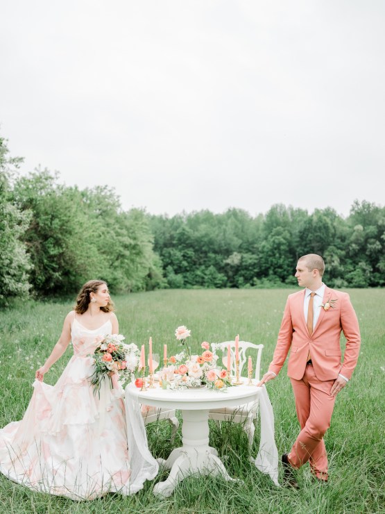 Whimsical Pantone Living Coral Colorful Meadow Wedding Inspiration – Kira Nicole Photography 35