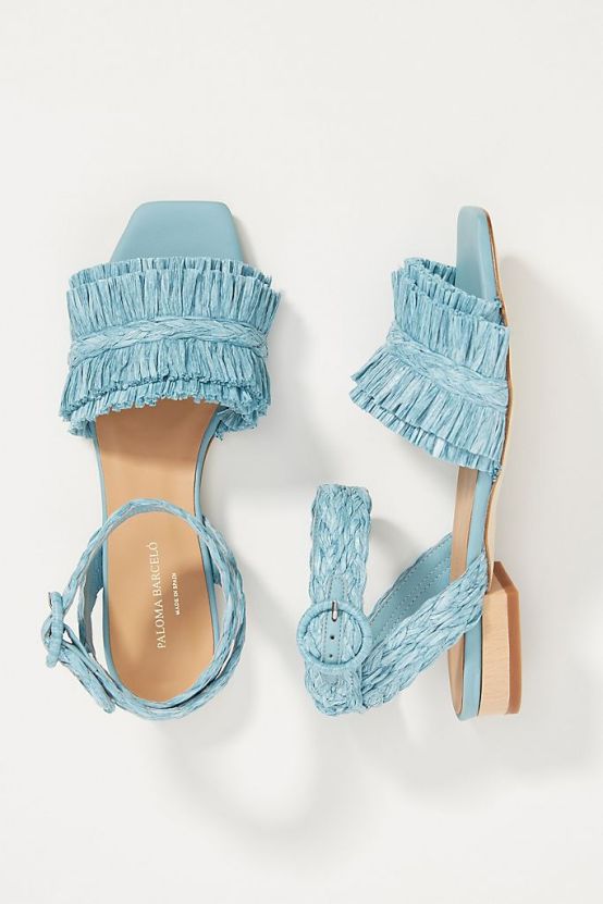 Paloma Barcelo Giselle raffia blue sandal – Anthropologie – The Best Places to Buy Wedding Bridal Heels Online 1