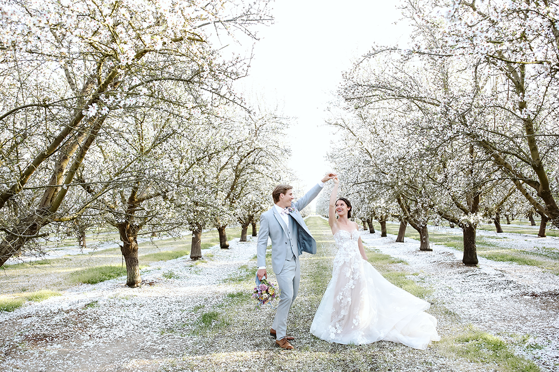 Whimsical Almond Orchard Blossom Wedding Inspiration – Playful Soul Photography 48