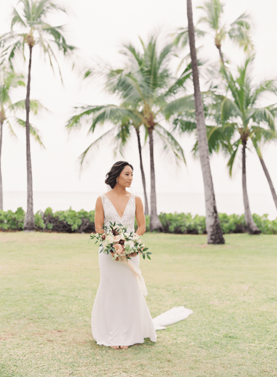 Elegant Moss Green Hawaiian Destination Wedding