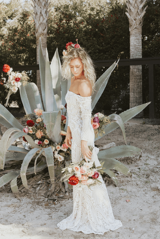 Bohemian Beach Wedding Inspiration With Agave Decor – Georgia Grace – Salt and Stem 37