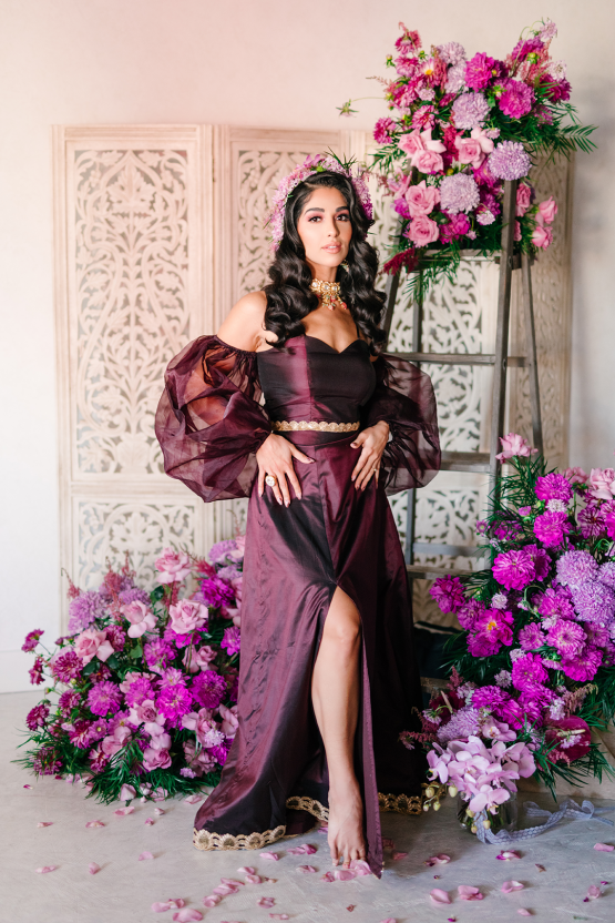 Inspiración para bodas del sur de Asia Lavanda púrpura lujosa - Eventos Inxviii - Películas y fotos de Lula King - Reflexiones de bodas 16
