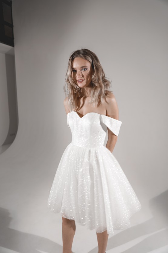 Olivia Bottega Lightweight Comfortable Romantic Wedding Dresses 2022 – Bridal Musings – Short Sparkly Wedding Dress Milana – 1